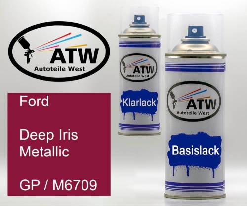 Ford, Deep Iris Metallic, GP / M6709: 400ml Sprühdose + 400ml Klarlack - Set, von ATW Autoteile West.
